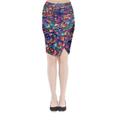 Moreau Rainbow Paint Midi Wrap Pencil Skirt by Mariart