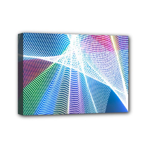 Light Means Net Pink Rainbow Waves Wave Chevron Green Blue Sky Mini Canvas 7  X 5  by Mariart