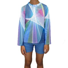 Light Means Net Pink Rainbow Waves Wave Chevron Green Blue Sky Kids  Long Sleeve Swimwear by Mariart