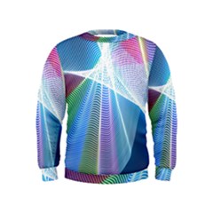 Light Means Net Pink Rainbow Waves Wave Chevron Green Blue Sky Kids  Sweatshirt