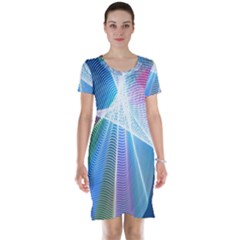 Light Means Net Pink Rainbow Waves Wave Chevron Green Blue Sky Short Sleeve Nightdress by Mariart