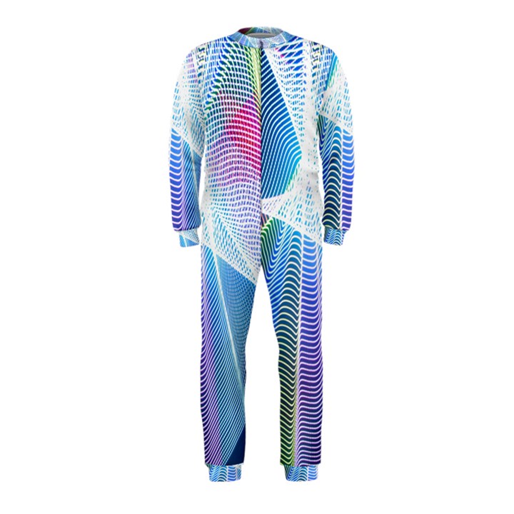 Light Means Net Pink Rainbow Waves Wave Chevron Green Blue Sky OnePiece Jumpsuit (Kids)