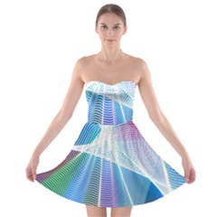 Light Means Net Pink Rainbow Waves Wave Chevron Green Blue Sky Strapless Bra Top Dress