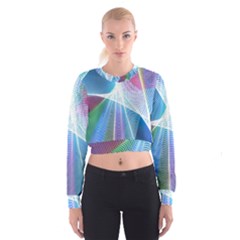 Light Means Net Pink Rainbow Waves Wave Chevron Green Blue Sky Cropped Sweatshirt by Mariart