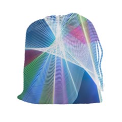 Light Means Net Pink Rainbow Waves Wave Chevron Green Blue Sky Drawstring Pouches (xxl) by Mariart