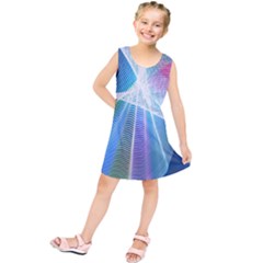 Light Means Net Pink Rainbow Waves Wave Chevron Green Blue Sky Kids  Tunic Dress by Mariart