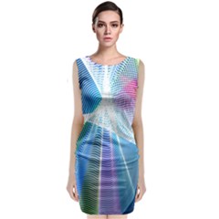 Light Means Net Pink Rainbow Waves Wave Chevron Green Blue Sky Sleeveless Velvet Midi Dress by Mariart