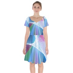 Light Means Net Pink Rainbow Waves Wave Chevron Green Blue Sky Short Sleeve Bardot Dress by Mariart