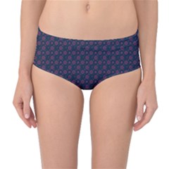 Purple Floral Seamless Pattern Flower Circle Star Mid-waist Bikini Bottoms