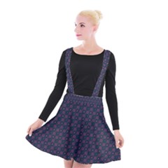 Purple Floral Seamless Pattern Flower Circle Star Suspender Skater Skirt