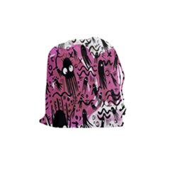 Octopus Colorful Cartoon Octopuses Pattern Black Pink Drawstring Pouches (medium)  by Mariart