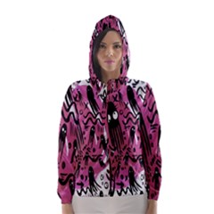 Octopus Colorful Cartoon Octopuses Pattern Black Pink Hooded Wind Breaker (women) by Mariart