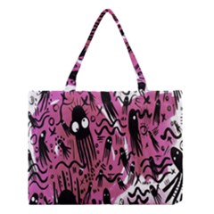 Octopus Colorful Cartoon Octopuses Pattern Black Pink Medium Tote Bag by Mariart