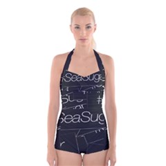 Sea Sugar Line Black Boyleg Halter Swimsuit  by Mariart