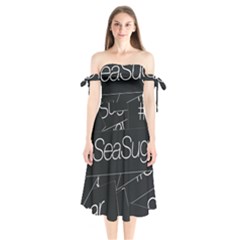 Sea Sugar Line Black Shoulder Tie Bardot Midi Dress by Mariart