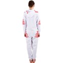 Seamless Pattern Man Meditating Yoga Orange Red Silhouette White Hooded Jumpsuit (Ladies)  View2