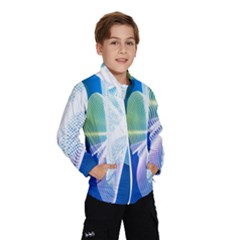 Net Sea Blue Sky Waves Wave Chevron Wind Breaker (kids) by Mariart