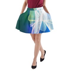 Net Sea Blue Sky Waves Wave Chevron A-line Pocket Skirt