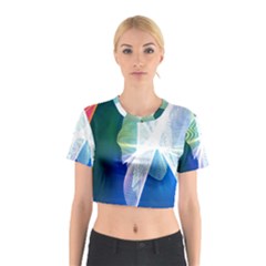 Net Sea Blue Sky Waves Wave Chevron Cotton Crop Top by Mariart