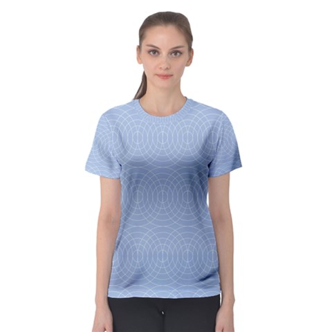 Seamless Lines Concentric Circles Trendy Color Heavenly Light Airy Blue Women s Sport Mesh Tee by Mariart