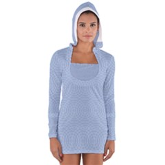 Seamless Lines Concentric Circles Trendy Color Heavenly Light Airy Blue Women s Long Sleeve Hooded T-shirt by Mariart