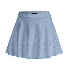 Seamless Lines Concentric Circles Trendy Color Heavenly Light Airy Blue Mini Flare Skirt by Mariart