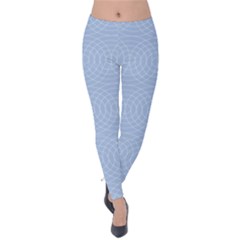 Seamless Lines Concentric Circles Trendy Color Heavenly Light Airy Blue Velvet Leggings by Mariart