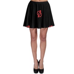 Seamless Pattern With Symbol Sex Men Women Black Background Glowing Red Black Sign Skater Skirt by Mariart