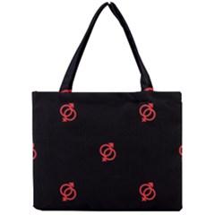 Seamless Pattern With Symbol Sex Men Women Black Background Glowing Red Black Sign Mini Tote Bag by Mariart