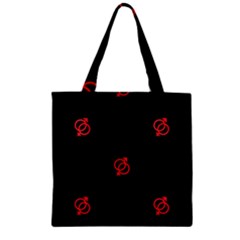 Seamless Pattern With Symbol Sex Men Women Black Background Glowing Red Black Sign Zipper Grocery Tote Bag by Mariart