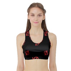 Seamless Pattern With Symbol Sex Men Women Black Background Glowing Red Black Sign Sports Bra With Border