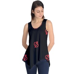 Seamless Pattern With Symbol Sex Men Women Black Background Glowing Red Black Sign Sleeveless Tunic by Mariart