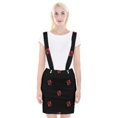 Seamless Pattern With Symbol Sex Men Women Black Background Glowing Red Black Sign Braces Suspender Skirt by Mariart