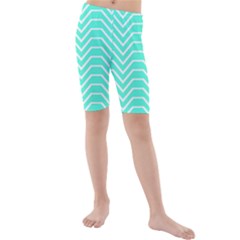 Seamless Pattern Of Curved Lines Create The Effect Of Depth The Optical Illusion Of White Wave Kids  Mid Length Swim Shorts by Mariart