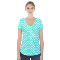 Seamless Pattern Of Curved Lines Create The Effect Of Depth The Optical Illusion Of White Wave Short Sleeve Front Detail Top by Mariart