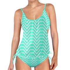 Seamless Pattern Of Curved Lines Create The Effect Of Depth The Optical Illusion Of White Wave Tankini by Mariart