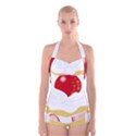 Seeds Strawberry Bread Fruite Red Boyleg Halter Swimsuit  View1