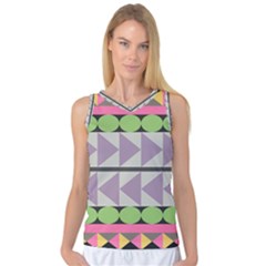 Shapes Patchwork Circle Triangle Women s Basketball Tank Top