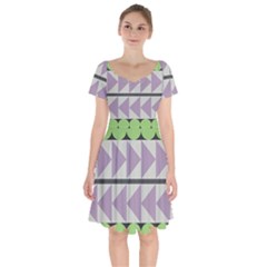 Shapes Patchwork Circle Triangle Short Sleeve Bardot Dress by Mariart