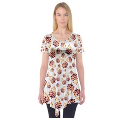 Pine Cones Pattern Short Sleeve Tunic  by Mariart