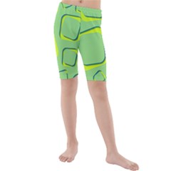 Shapes Green Lime Abstract Wallpaper Kids  Mid Length Swim Shorts by Mariart