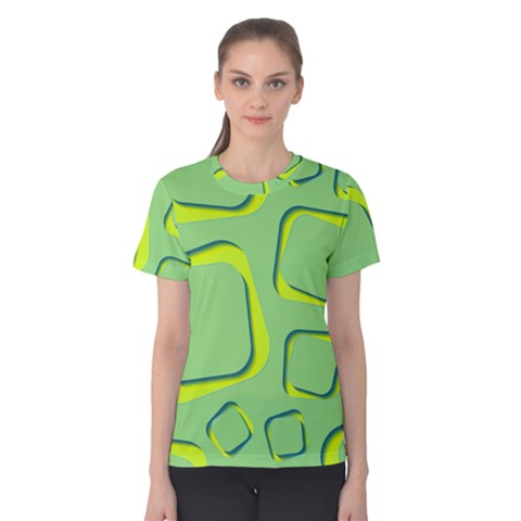 Shapes Green Lime Abstract Wallpaper Women s Cotton Teecotton Tee by Mariart