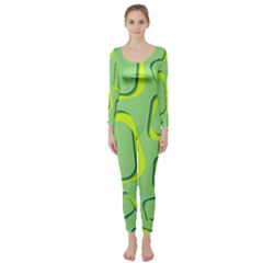 Shapes Green Lime Abstract Wallpaper Long Sleeve Catsuit