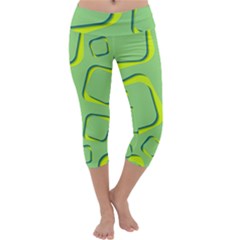 Shapes Green Lime Abstract Wallpaper Capri Yoga Leggings by Mariart