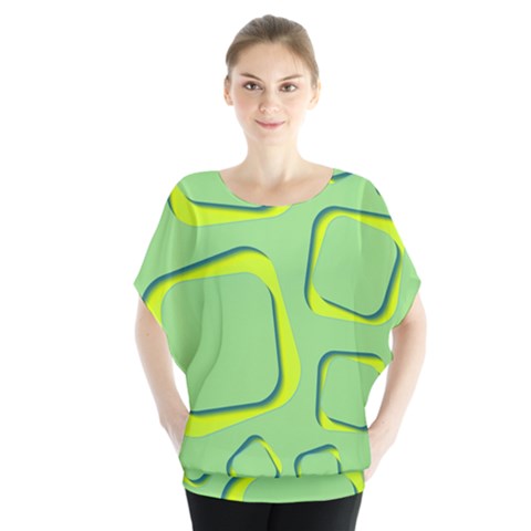 Shapes Green Lime Abstract Wallpaper Blouse by Mariart