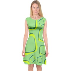 Shapes Green Lime Abstract Wallpaper Capsleeve Midi Dress by Mariart