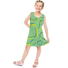 Shapes Green Lime Abstract Wallpaper Kids  Tunic Dress by Mariart