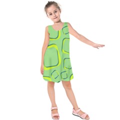 Shapes Green Lime Abstract Wallpaper Kids  Sleeveless Dress by Mariart