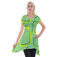 Shapes Green Lime Abstract Wallpaper Short Sleeve Side Drop Tunic