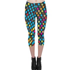 Polkadot Rainbow Colorful Polka Circle Line Light Capri Leggings  by Mariart